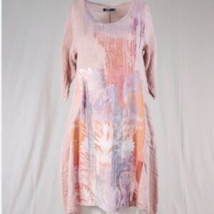Blue Fish Wave Dress Natural Pink